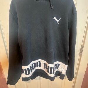 Puma Men's Black and White Crewneck Sweater